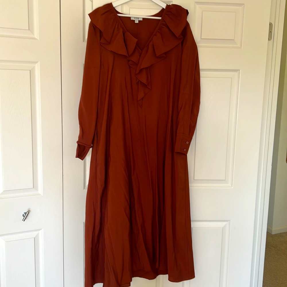 COS Rust Red Ruffled Maxi Dress